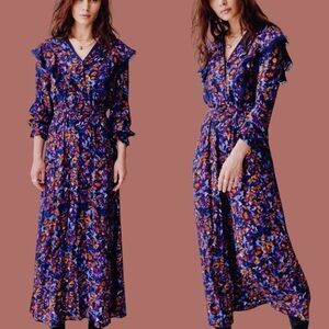 NWT Atelier Reve ‘Irlea’ Maxi Dress in “Medieval Navy Blue” Size 42 = U.S. XL